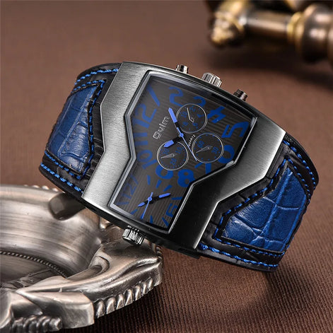 Quarz-Armbanduhr mit zwei Zeitzonen und PU-Armband