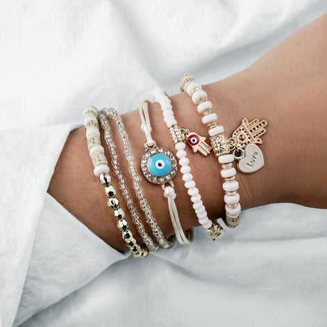 Lurevya Damen Armband Set mit Hamsa-Anhängern