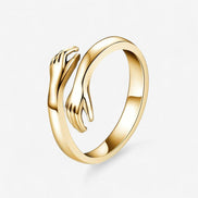 Handoria Damenring mit verschlungenem Handdesign und offener Form