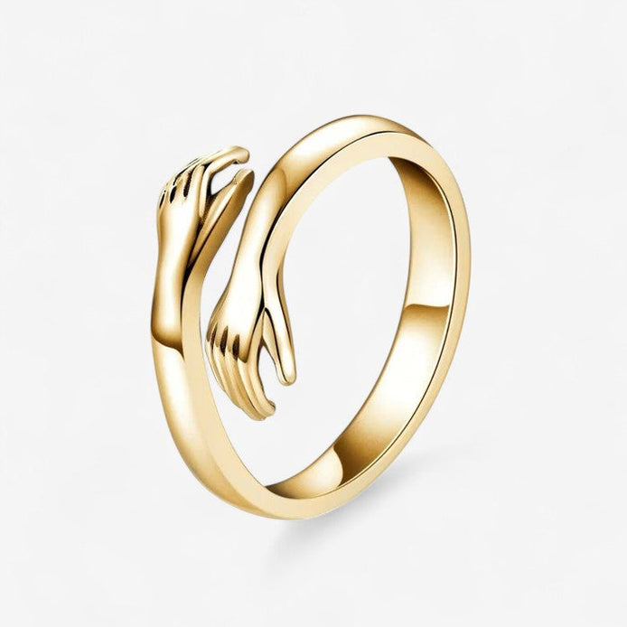 Handoria Damenring mit verschlungenem Handdesign und offener Form