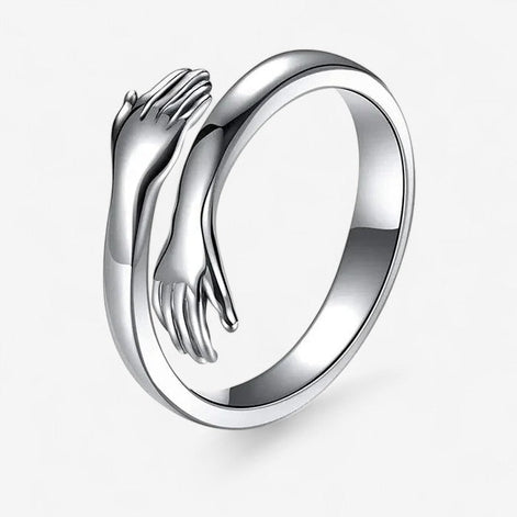 Handoria Damenring mit verschlungenem Handdesign und offener Form
