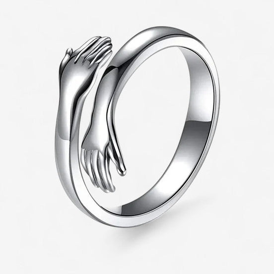 Handoria Damenring mit verschlungenem Handdesign und offener Form