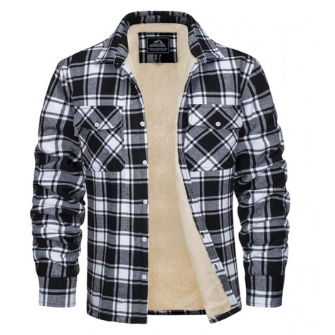 Herren Karojacke mit Fleecefutter und Knopfverschluss – Karvello