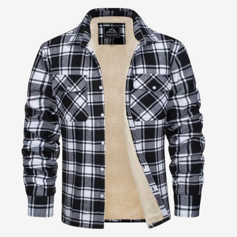 Herren Karojacke mit Fleecefutter und Knopfverschluss – Karvello