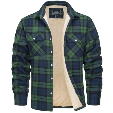 Herren Karojacke mit Fleecefutter und Knopfverschluss – Karvello