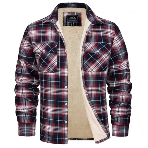 Herren Karojacke mit Fleecefutter und Knopfverschluss – Karvello