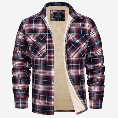 Herren Karojacke mit Fleecefutter und Knopfverschluss – Karvello