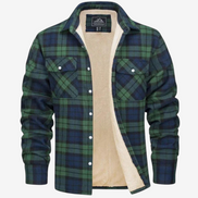 Herren Karojacke mit Fleecefutter und Knopfverschluss – Karvello