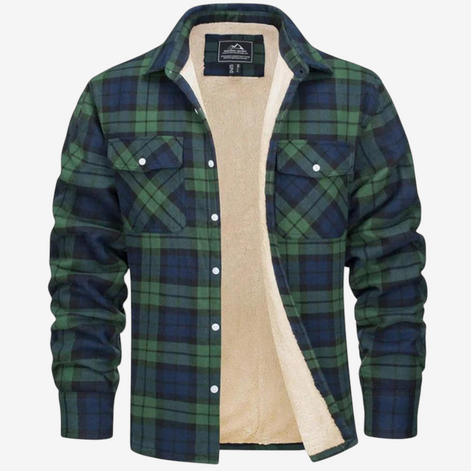 Herren Karojacke mit Fleecefutter und Knopfverschluss – Karvello