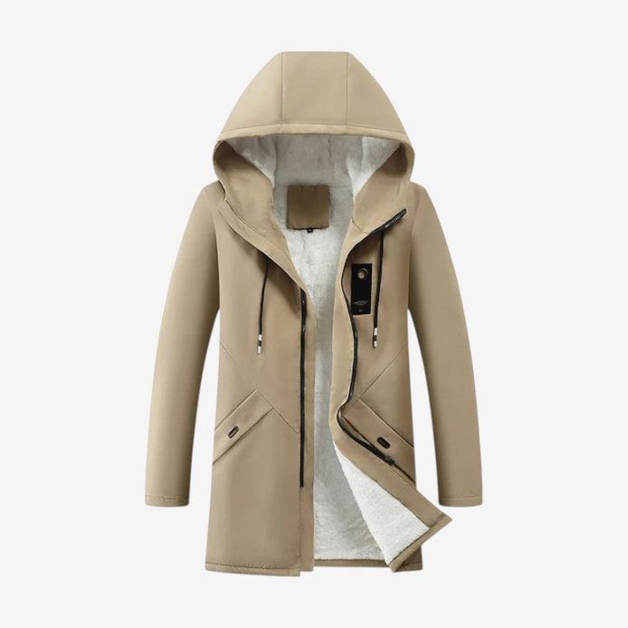 Herren Mantel mit Teddyfutter und Kapuze Raverno