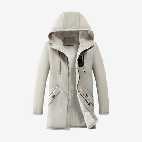 Herren Mantel mit Teddyfutter und Kapuze Raverno