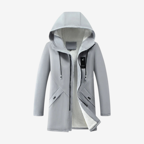 Herren Mantel mit Teddyfutter und Kapuze Raverno