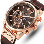Herren Quarzuhr mit Lederarmband und Chronographenfunktion