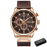 Herren Quarzuhr mit Lederarmband und Chronographenfunktion
