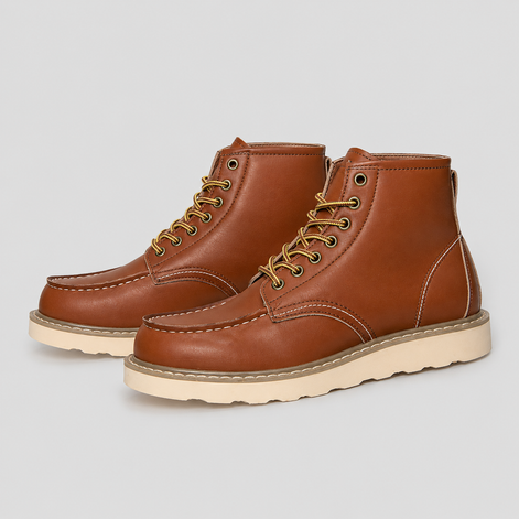 Herren Schnürstiefel mit Profilsohle und Zehendetail Calvero