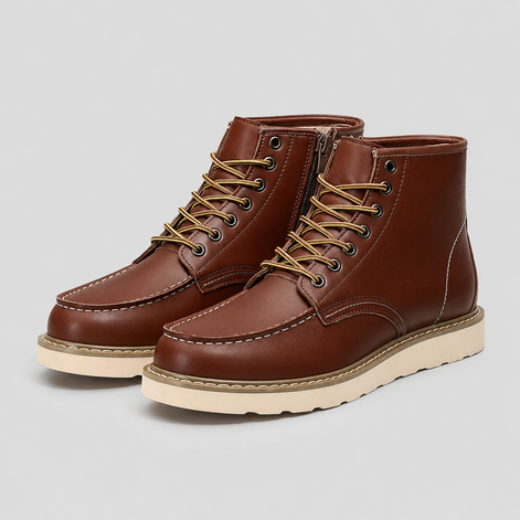 Herren Schnürstiefel mit Profilsohle und Zehendetail Calvero