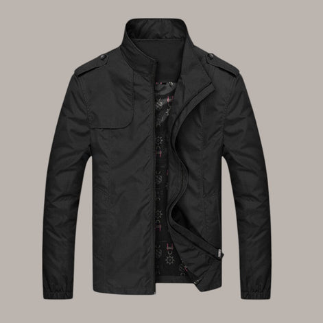 Herren Slim Fit Jacke mit Reißverschluss und langen Ärmeln Marvello