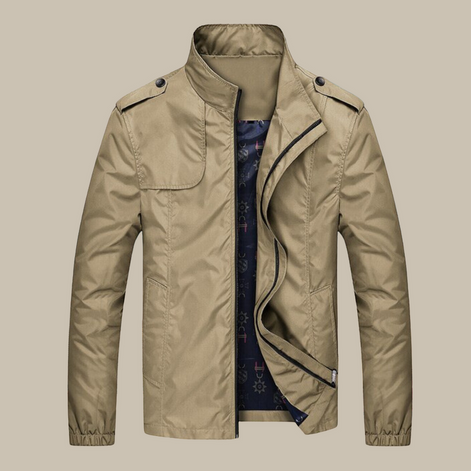 Herren Slim Fit Jacke mit Reißverschluss und langen Ärmeln Marvello