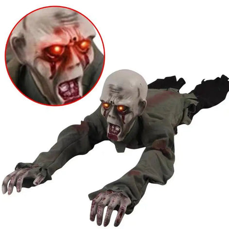 Kriechender Halloween-Zombie mit LED-Augen und Sound – Dreadon