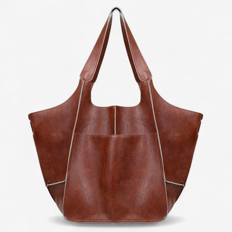 Elvara Handtasche aus Leder im Oversized Design mit mehreren Fächern und großem Innenraum
