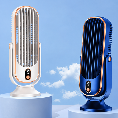 Kompakter USB Tischventilator mit Digitalem Display und Verstellbarem Luftstrom – Brezano