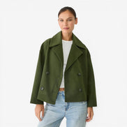 Kurze Damenjacke mit Doppelknopfleiste und langen Ärmeln
