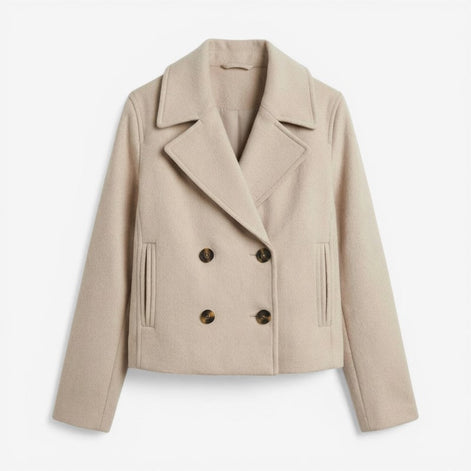 Kurze Damenjacke mit Doppelknopfleiste und langen Ärmeln