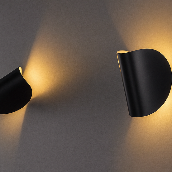 Moderne schwarze LED-Wandleuchte mit halbrundem Design, Wandmontage, Innenbeleuchtung