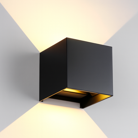 Moderne schwarze LED-Wandleuchte für Innenbeleuchtung, Würfelform, Wandmontage, Licht nach oben und unten