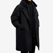 Lange Herren Jacke mit Kapuze, Reißverschluss und Seitentaschen Norvex