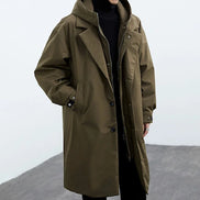 Lange Herren Jacke mit Kapuze, Reißverschluss und Seitentaschen Norvex
