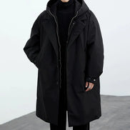 Lange Herren Jacke mit Kapuze, Reißverschluss und Seitentaschen Norvex
