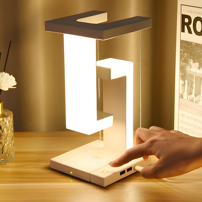 Leviora LED-Tischlampe mit kabelloser Ladefunktion – Schwebendes Design mit moderner Funktion
