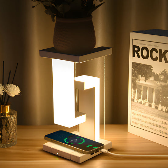 Leviora LED-Tischlampe mit kabelloser Ladefunktion – Schwebendes Design mit moderner Funktion