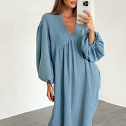 Liravelle Damen Maxikleid mit V-Ausschnitt
