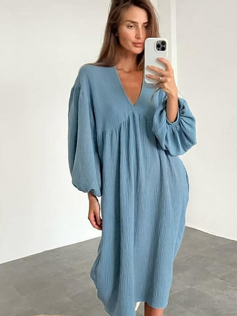 Liravelle Damen Maxikleid mit V-Ausschnitt