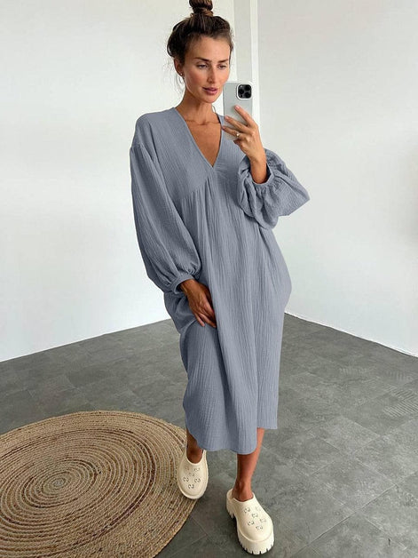 Liravelle Damen Maxikleid mit V-Ausschnitt