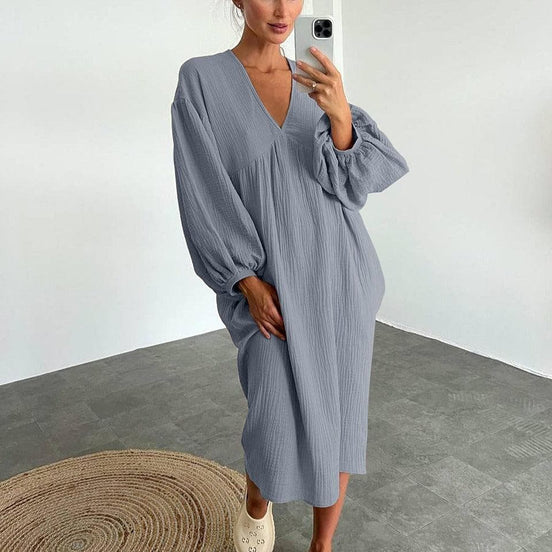 Liravelle Damen Maxikleid mit V-Ausschnitt