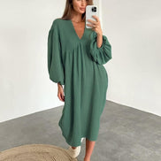 Liravelle Damen Maxikleid mit V-Ausschnitt