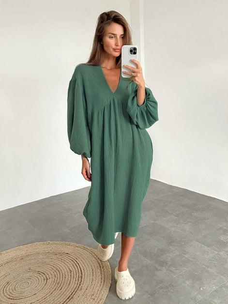 Liravelle Damen Maxikleid mit V-Ausschnitt