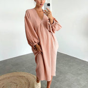 Liravelle Damen Maxikleid mit V-Ausschnitt