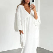 Liravelle Damen Maxikleid mit V-Ausschnitt
