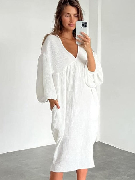 Liravelle Damen Maxikleid mit V-Ausschnitt
