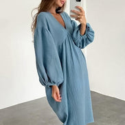 Liravelle Damen Maxikleid mit V-Ausschnitt