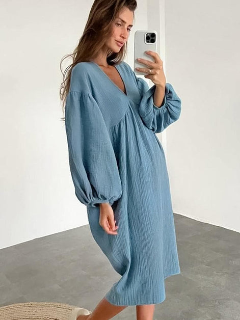 Liravelle Damen Maxikleid mit V-Ausschnitt