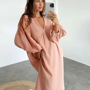 Liravelle Damen Maxikleid mit V-Ausschnitt