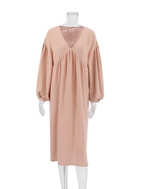 Liravelle Damen Maxikleid mit V-Ausschnitt