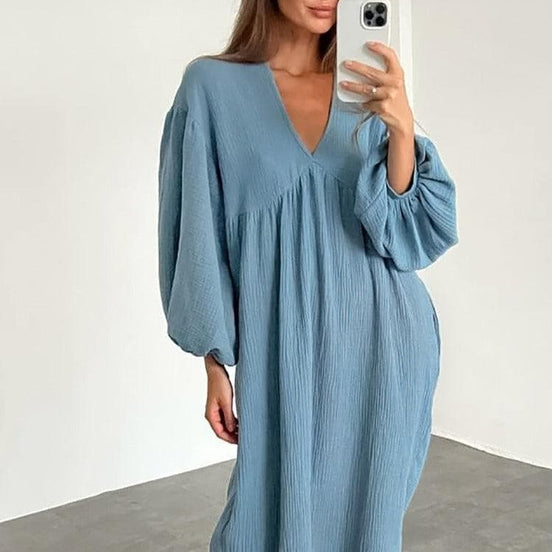 Liravelle Damen Maxikleid mit V-Ausschnitt