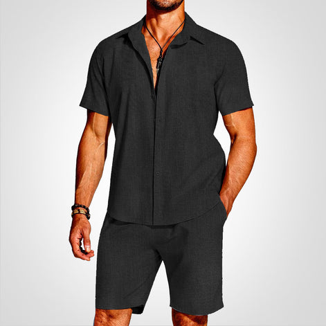 Lunero Herren 2-teiliges Set mit Hemd und Shorts