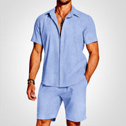 Lunero Herren 2-teiliges Set mit Hemd und Shorts